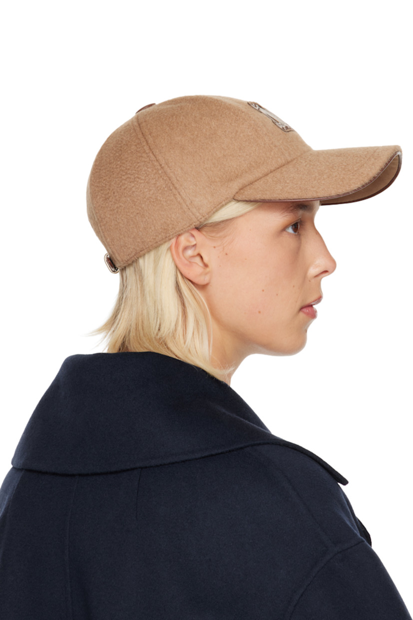 Felted camel wool cap.

· Embroidered logo patch at face
· Curved brim 
· Logo-engraved pin-buckle fastening at back
· Faille browband
· Logo-woven satin lining 

Supplier color: Camel