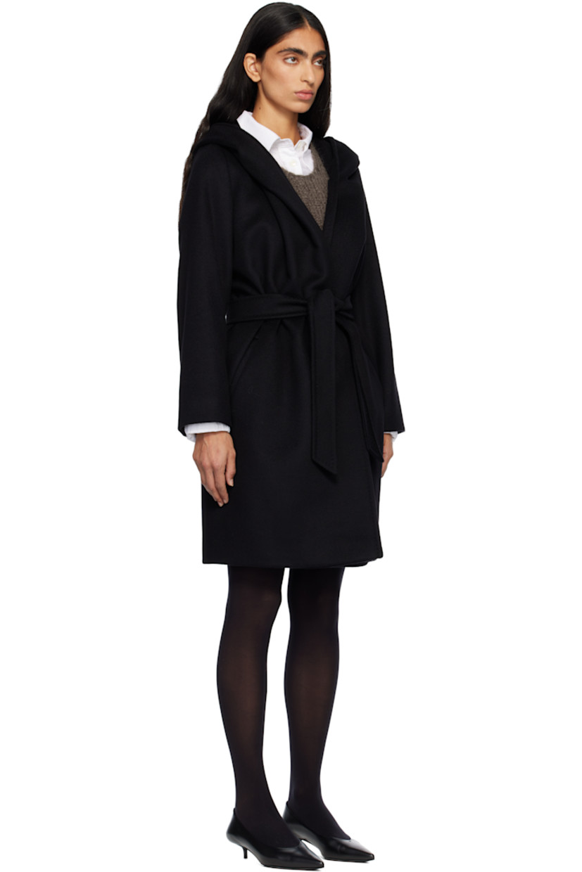 Double-faced felted virgin wool coat.

· Shawl collar 
· Open front 
· Welt pockets at front 
· Self-tie belt at waist
· Full logo-woven satin lining 

Part of the Max Mara Studio collection. 

Supplier color: Black