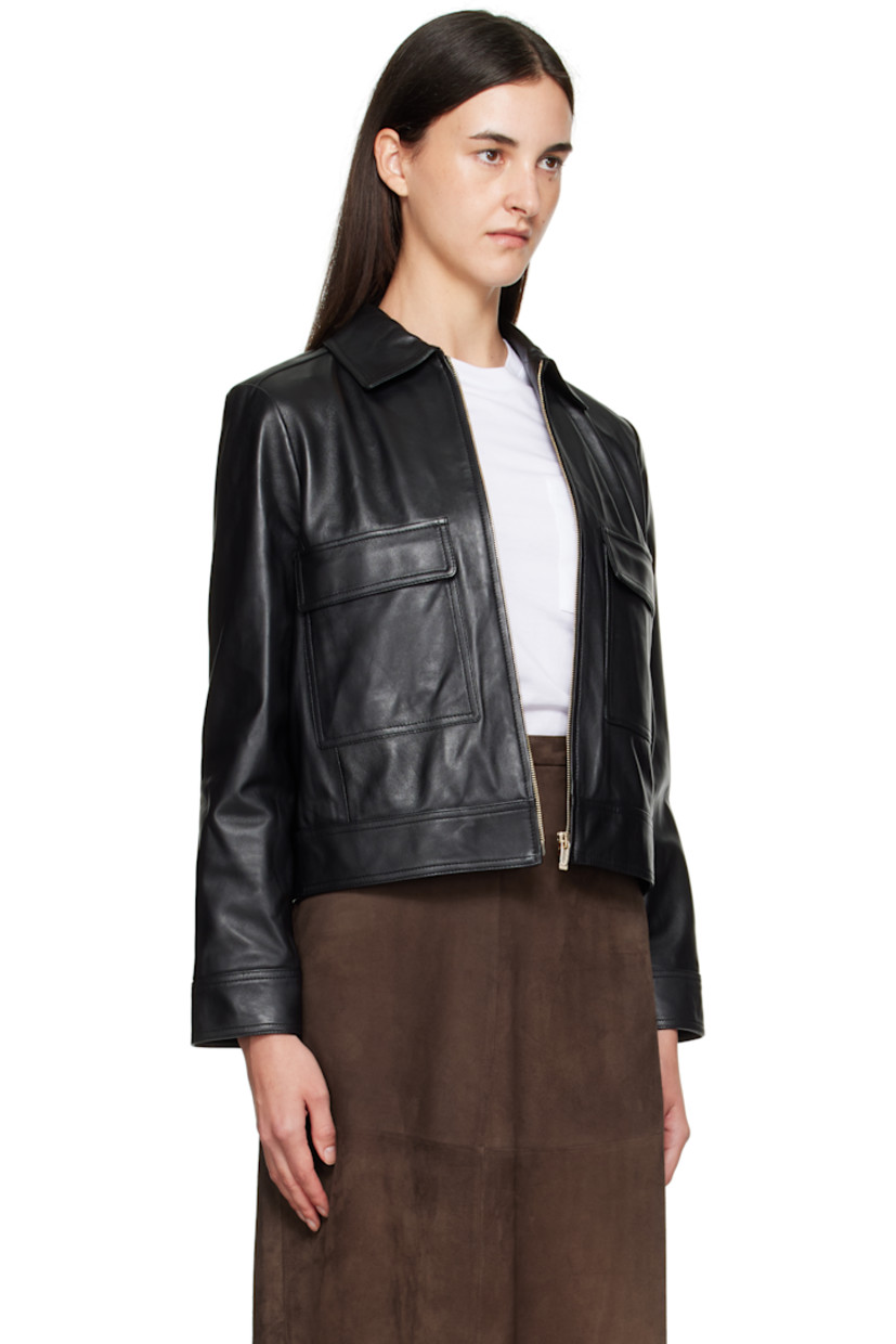 Grained lambskin jacket.

· Spread collar
· Zip closure
· Flap pockets at front
· Cropped hem
· Sateen lining

Part of the Max Mara Studio collection.

Supplier color: Black