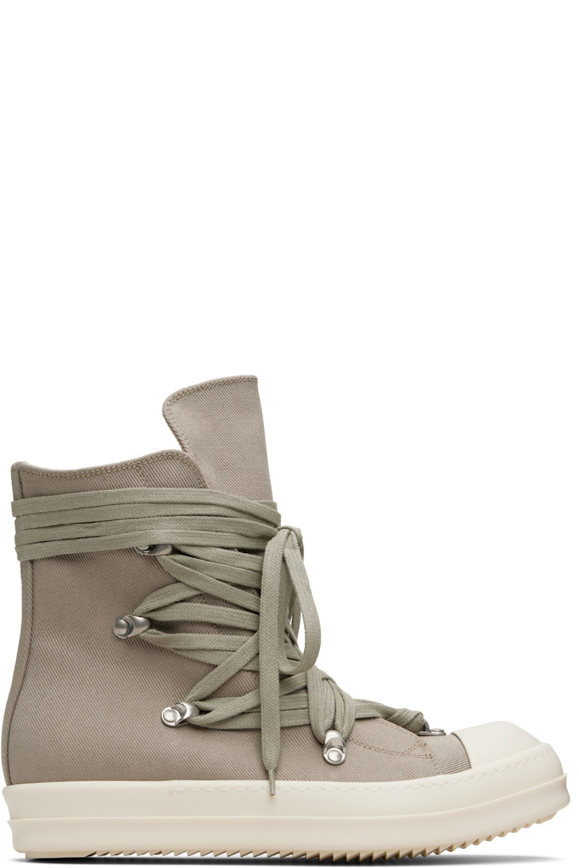 High-top twill sneakers.

· Faux-leather cap toe
· Wraparound lace-up closure
· Zip closure at inner side
· Treaded rubber sole

Supplier color: Pearl/Pearl/Milk
