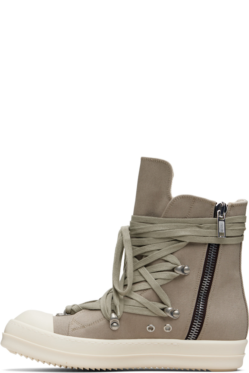 High-top twill sneakers.

· Faux-leather cap toe
· Wraparound lace-up closure
· Zip closure at inner side
· Treaded rubber sole

Supplier color: Pearl/Pearl/Milk