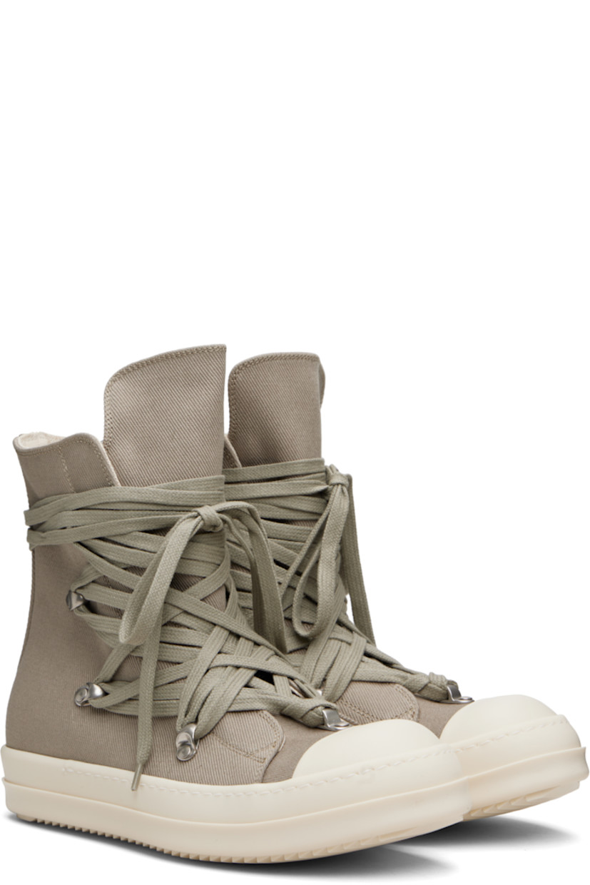 High-top twill sneakers.

· Faux-leather cap toe
· Wraparound lace-up closure
· Zip closure at inner side
· Treaded rubber sole

Supplier color: Pearl/Pearl/Milk