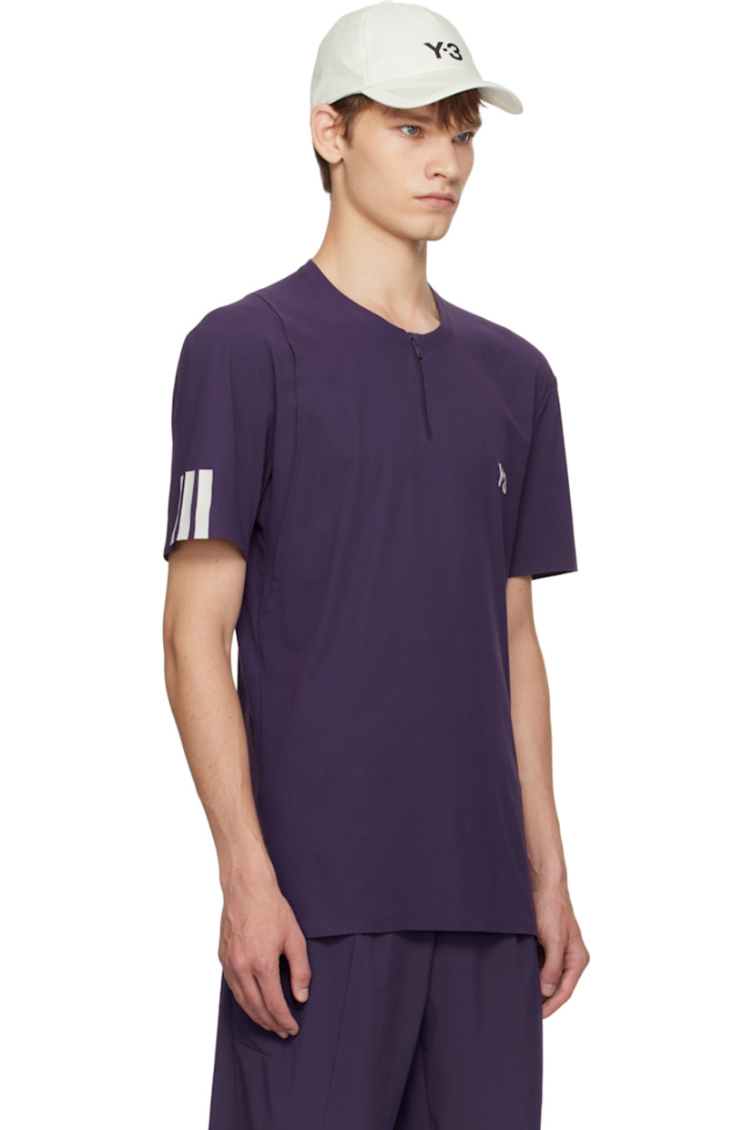 Recycled nylon-blend jersey T-shirt. 

· Crewneck
· Half-zip closure 
· Bonded logo and exposed seam at chest 
· Stripes bonded at sleeve

Part of the US Open capsule.

Supplier color: Aurora plum