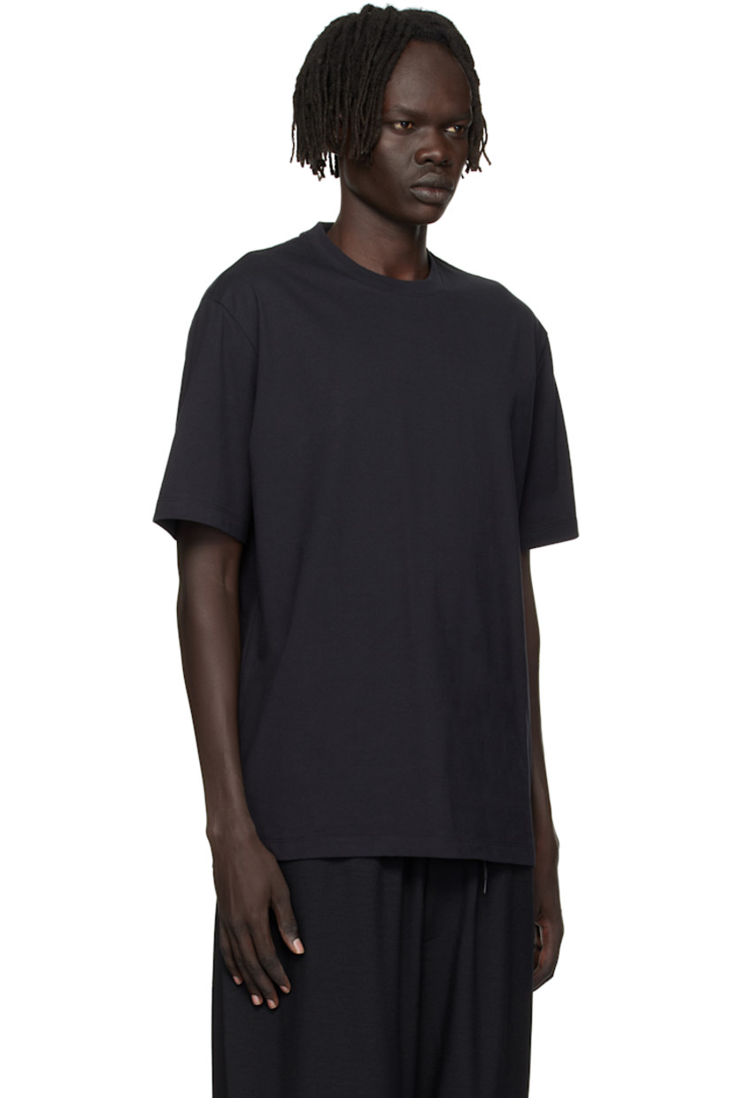 Cotton jersey T-shirt.

· Rib-knit crewneck
· Dropped shoulders
· Text and logo printed at back

Supplier color: Black