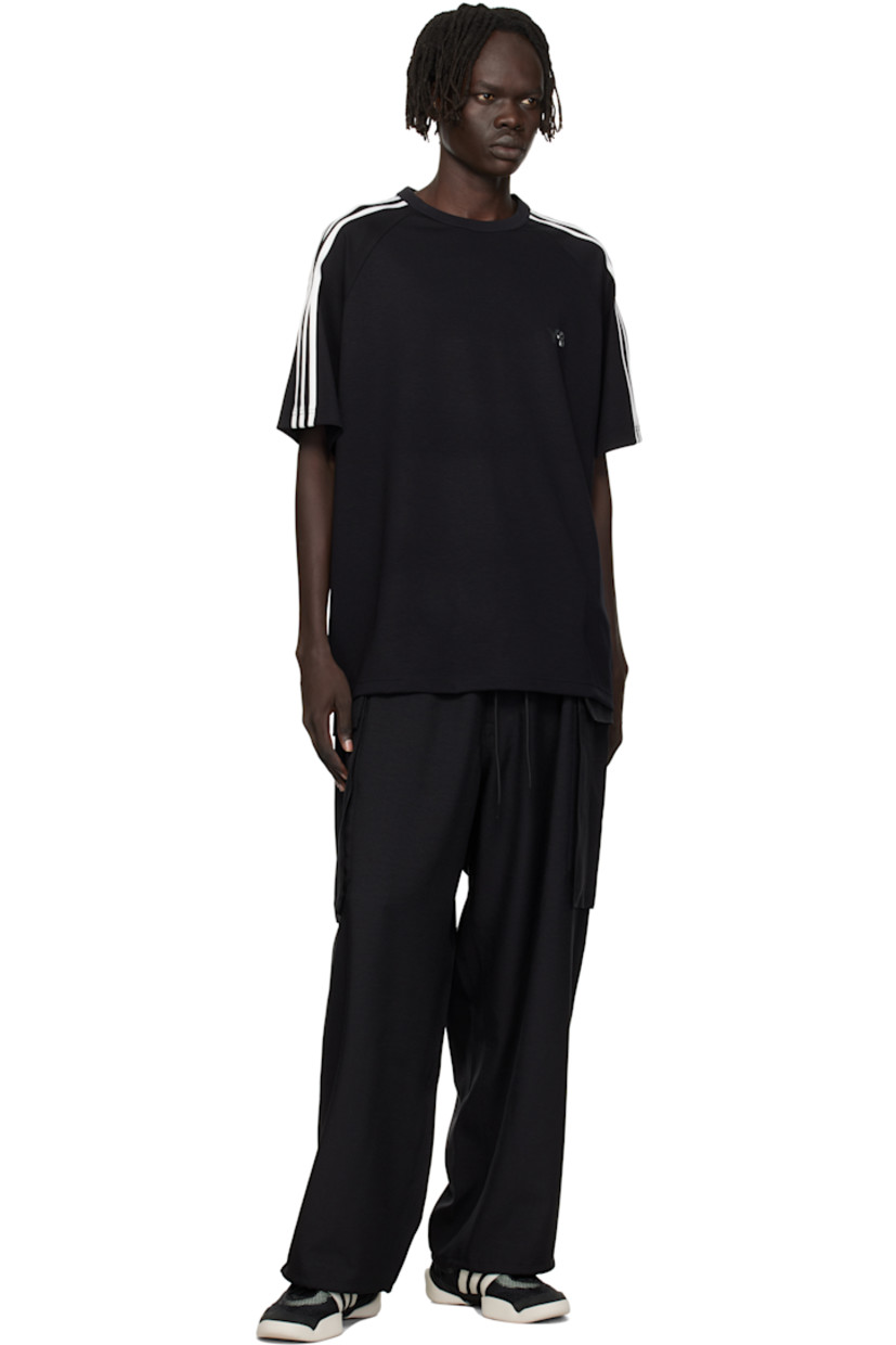 Stretch lyocell-blend jersey T-shirt.

· Rib-knit crewneck
· Logo printed at chest
· Stripe appliqués at raglan sleeves

Supplier color: Black