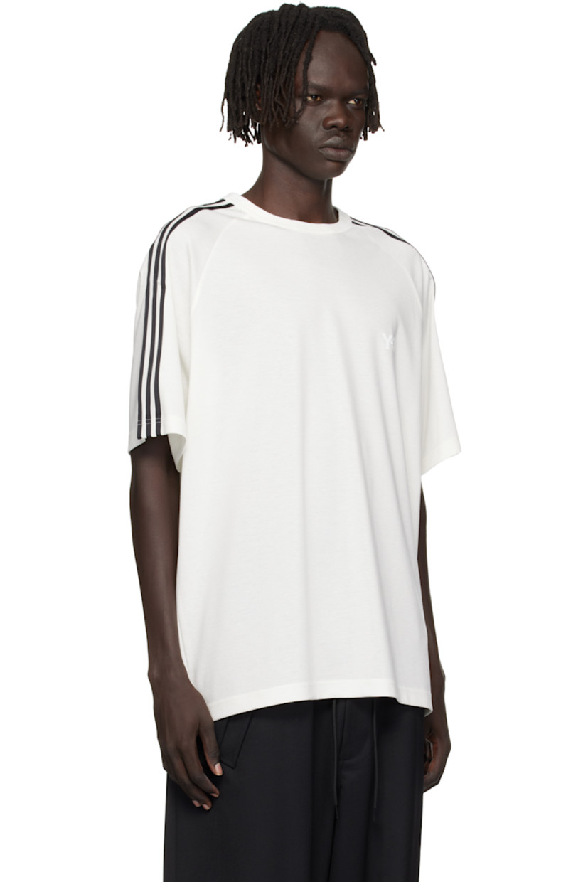 Stretch lyocell-blend jersey T-shirt.

· Rib-knit crewneck
· Logo printed at chest
· Stripe appliqués at raglan sleeves

Supplier color: White