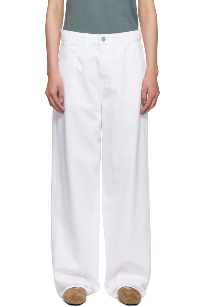 Non-stretch denim jeans.

· Wide-leg
· Low-rise
· Belt loops
· Five-pocket styling
· Zip fly

Supplier color: Optic white