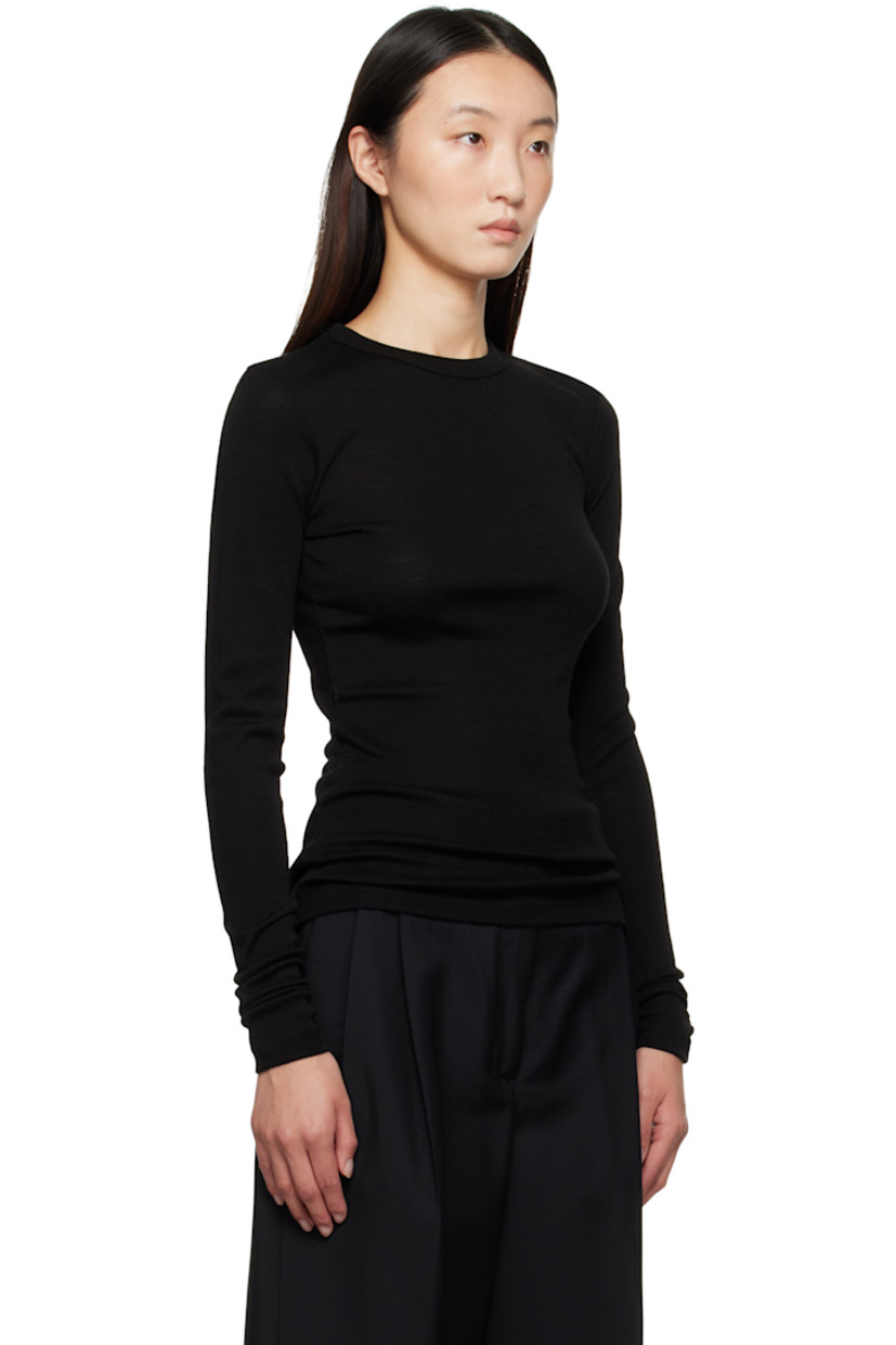 Merino wool jersey T-shirt. Rib-knit crewneck.

Supplier color: Black