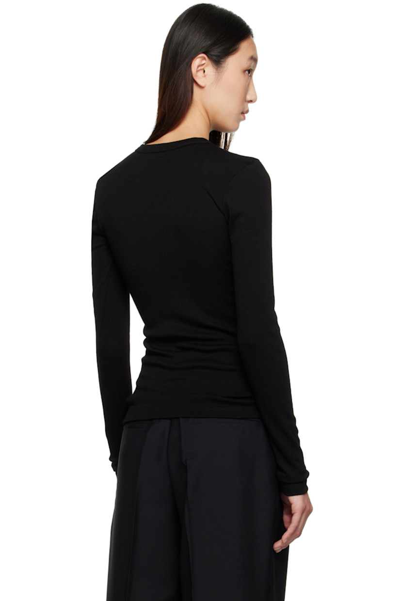 Merino wool jersey T-shirt. Rib-knit crewneck.

Supplier color: Black