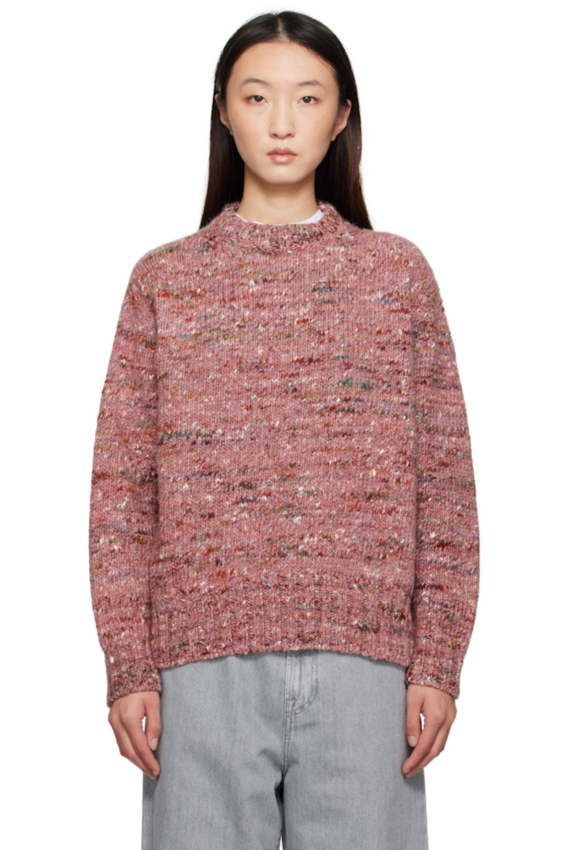 Brushed knit wool- and alpaca-blend sweater.

· Rib-knit crewneck, hem, and cuffs
· Dropped shoulders

Supplier color: Framboise