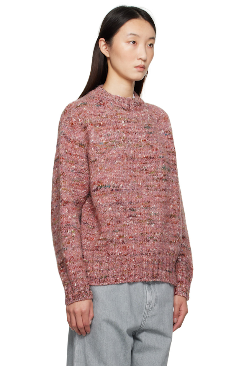 Brushed knit wool- and alpaca-blend sweater.

· Rib-knit crewneck, hem, and cuffs
· Dropped shoulders

Supplier color: Framboise