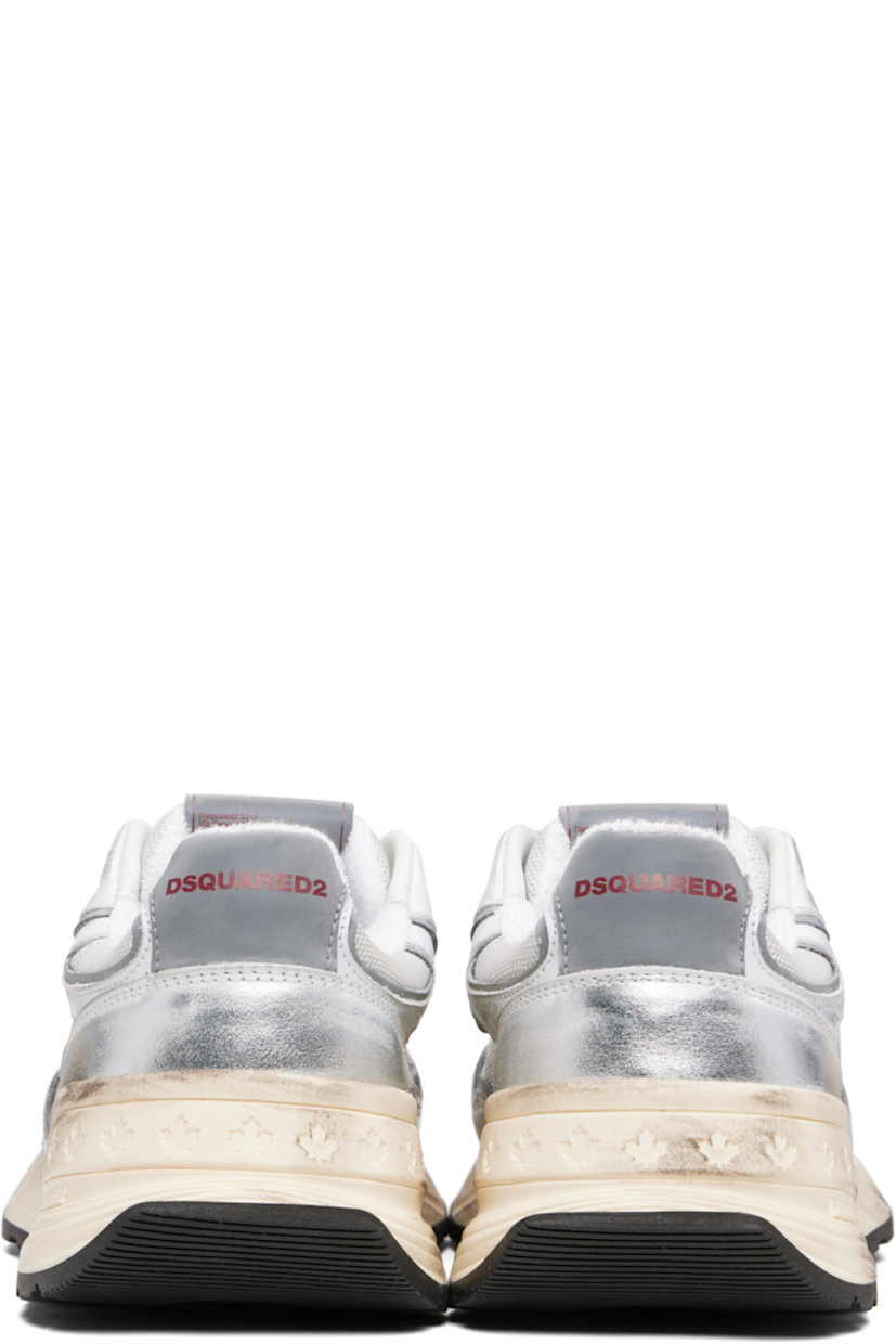 Low-top mesh and buffed calfskin sneakers.

· Smudging and reflective trim throughout
· Lace-up closure
· Logo patch at padded tongue
· Padded collar
· Logo flag at outer side
· Logo printed at heel tab
· Terrycloth lining
· Treaded rubber sole

Supplier color: Silver