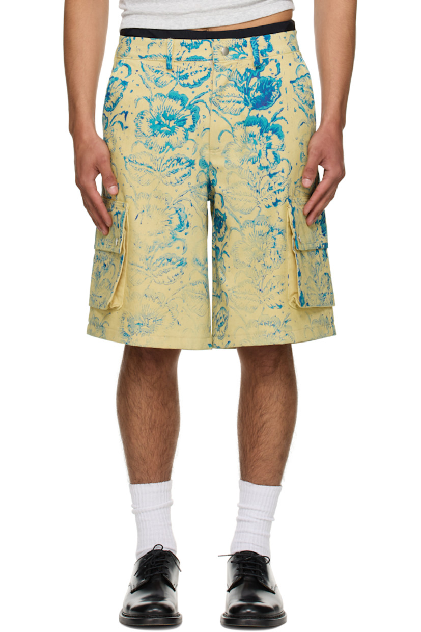 Cotton twill cargo shorts. Floral pattern printed throughout.

· Belt loops
· Four-pocket styling
· Zip fly
· Cargo pocket at outseams

Part of the exclusive SSENSE HEAT capsule.

Supplier color: Yellow/Blue