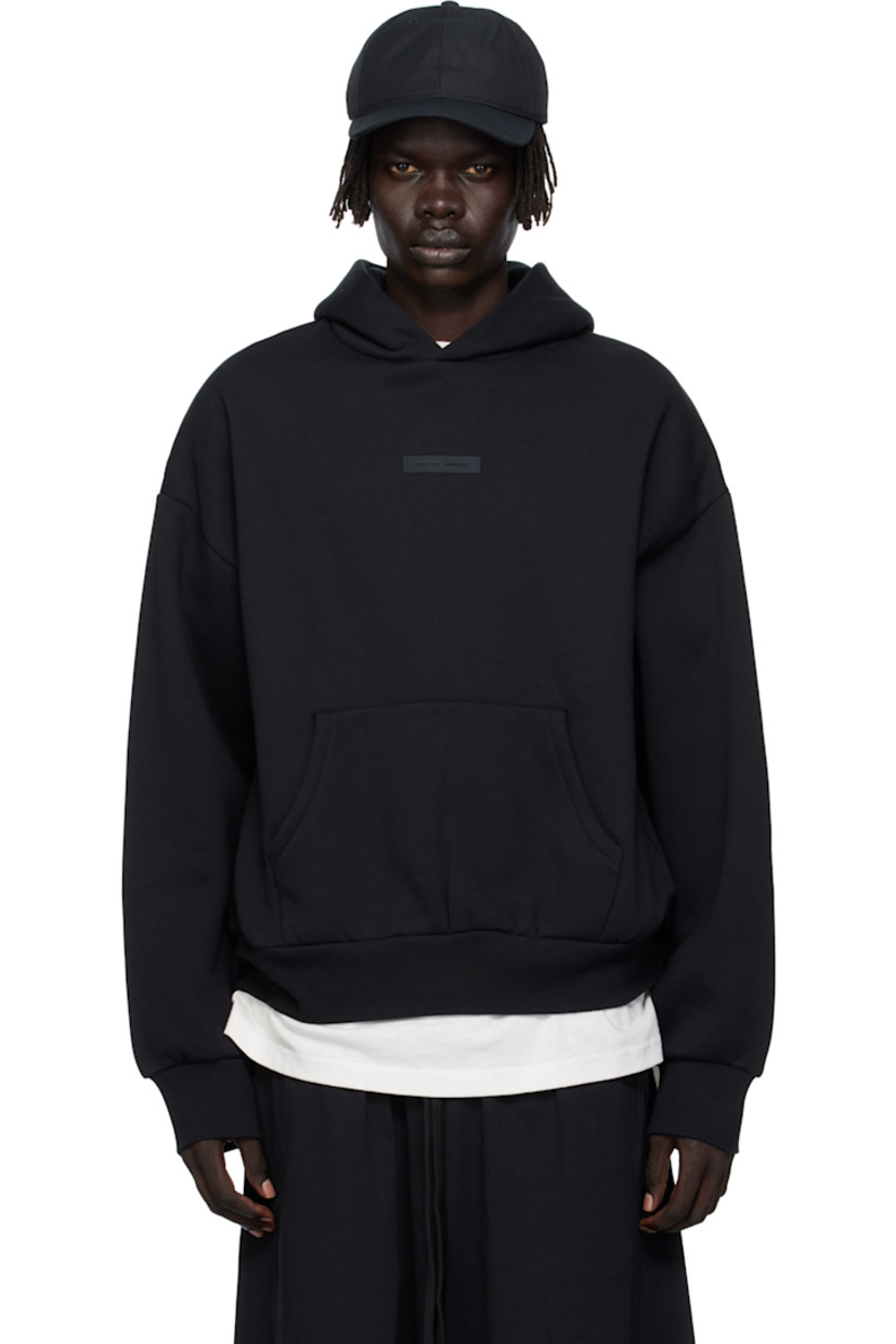 Cotton-blend fleece hoodie.

· Rubber logo patch at hood and chest
· Kangaroo pocket
· Rib-knit hem and cuffs
· Dropped shoulders
· Logo bonded at back

Supplier color: Jet black
