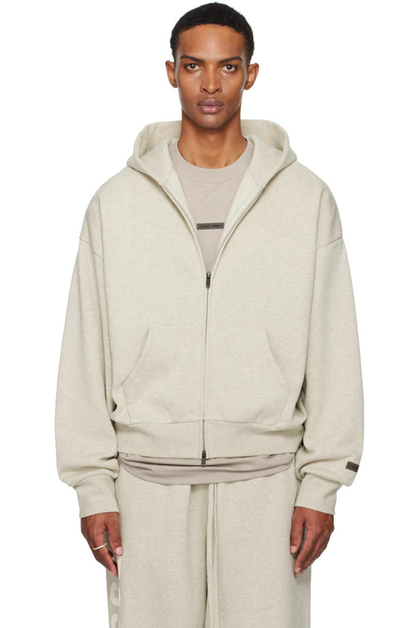 Cotton-blend fleece hoodie

· Logo patch at hood and cuff
· Two-way zip closure
· Patch pockets
· Rib-knit hem and cuffs
· Dropped shoulders
· Reflective logo bonded at back

Supplier color: Heather stone