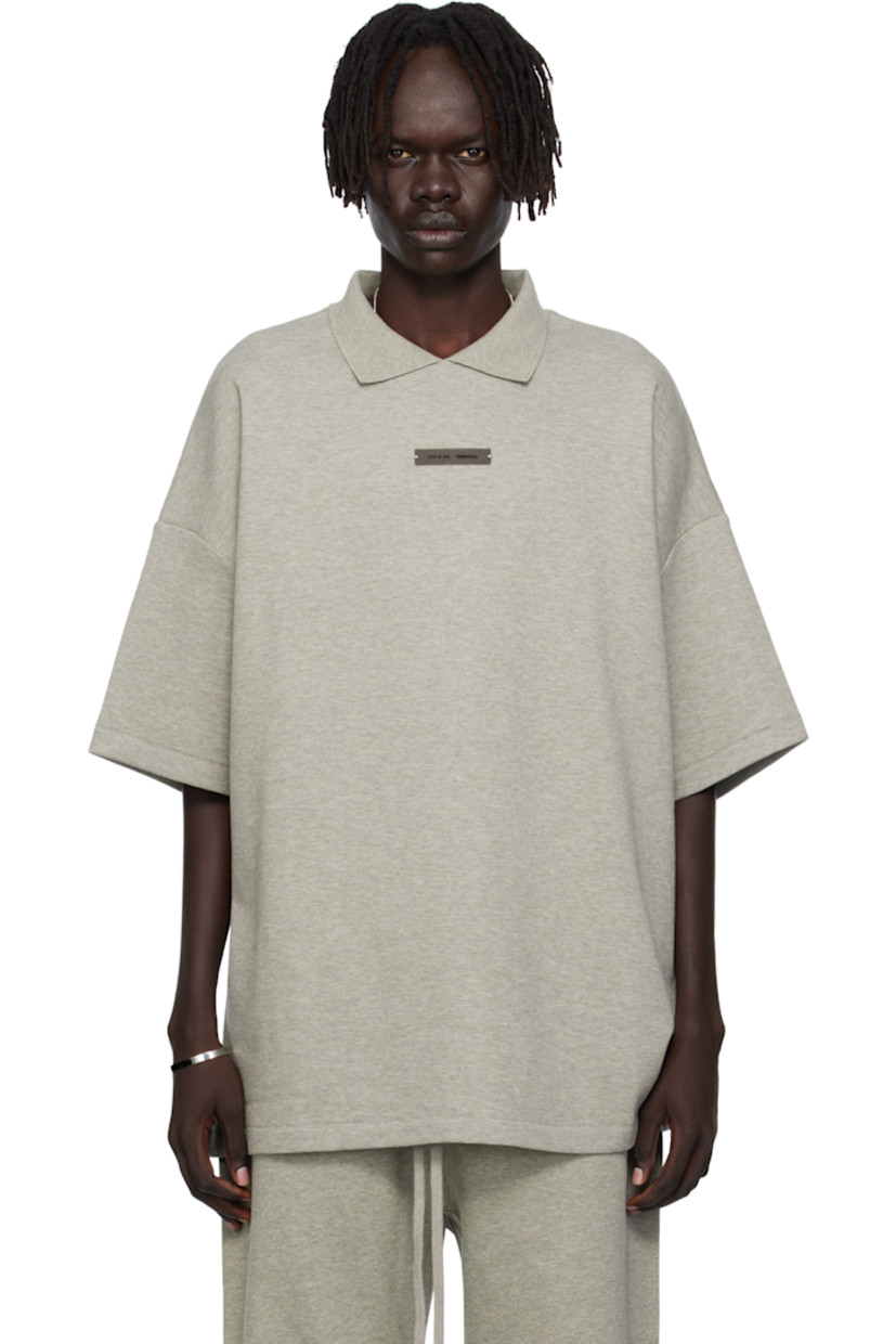 Cotton-blend piqué polo.

· Rib-knit spread collar
· Rubber logo patch at chest and back
· Dropped shoulders

Supplier color: Concrete heather