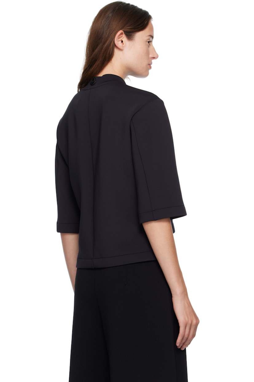 Stretch neoprene T-shirt.

· Crewneck
· Droptail hem
· Vented side seams
· Leather logo patch at back collar

Part of the Moncler Genius x Edward Enninful collaboration.

Supplier color: Black