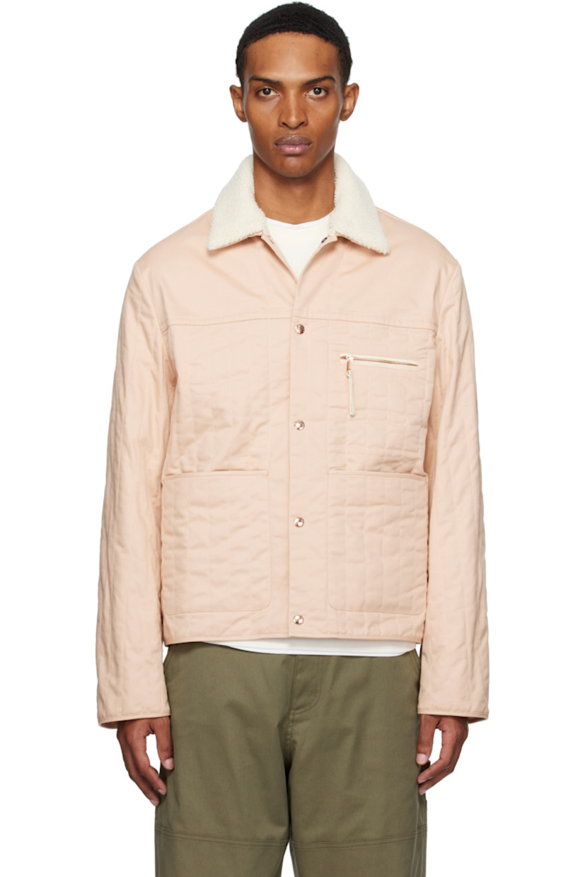 Padded stretch lyocell-blend twill jacket.

· Virgin wool fleece trim at spread collar
· Press-stud closure
· Zip pocket at chest
· Patch pockets
· Embroidered logo patch at sleeve
· Full quilted satin lining

Part of the Moncler Genius x Gilga Farm collaboration.

Supplier color: Gilga orange