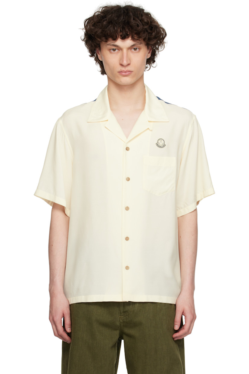 Viscose satin shirt.

· Open spread collar
· Button closure
· Felted logo patch with hardware at chest
· Patch pocket
· Logo and graphic printed at back

Part of the Moncler Genius x Mercedes-Benz by NIGO collaboration.

Supplier color: White