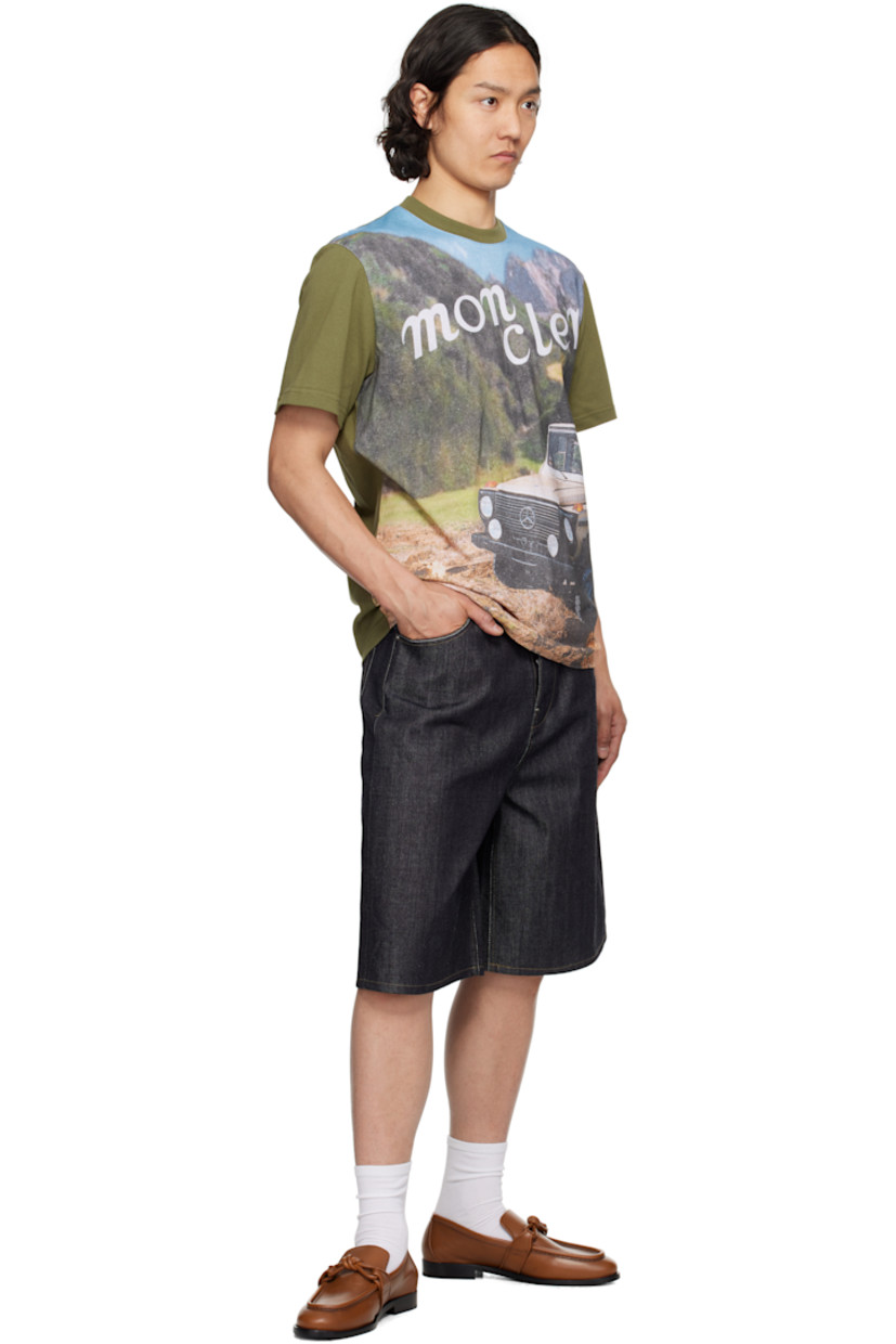 Garment-washed cotton jersey T-shirt. 

· Rib-knit crewneck
· Logo and graphic printed at front
· Felted logo patch with hardware at back collar

Part of the Moncler Genius x Mercedes-Benz by NIGO collaboration. 

Supplier color: Winter moss