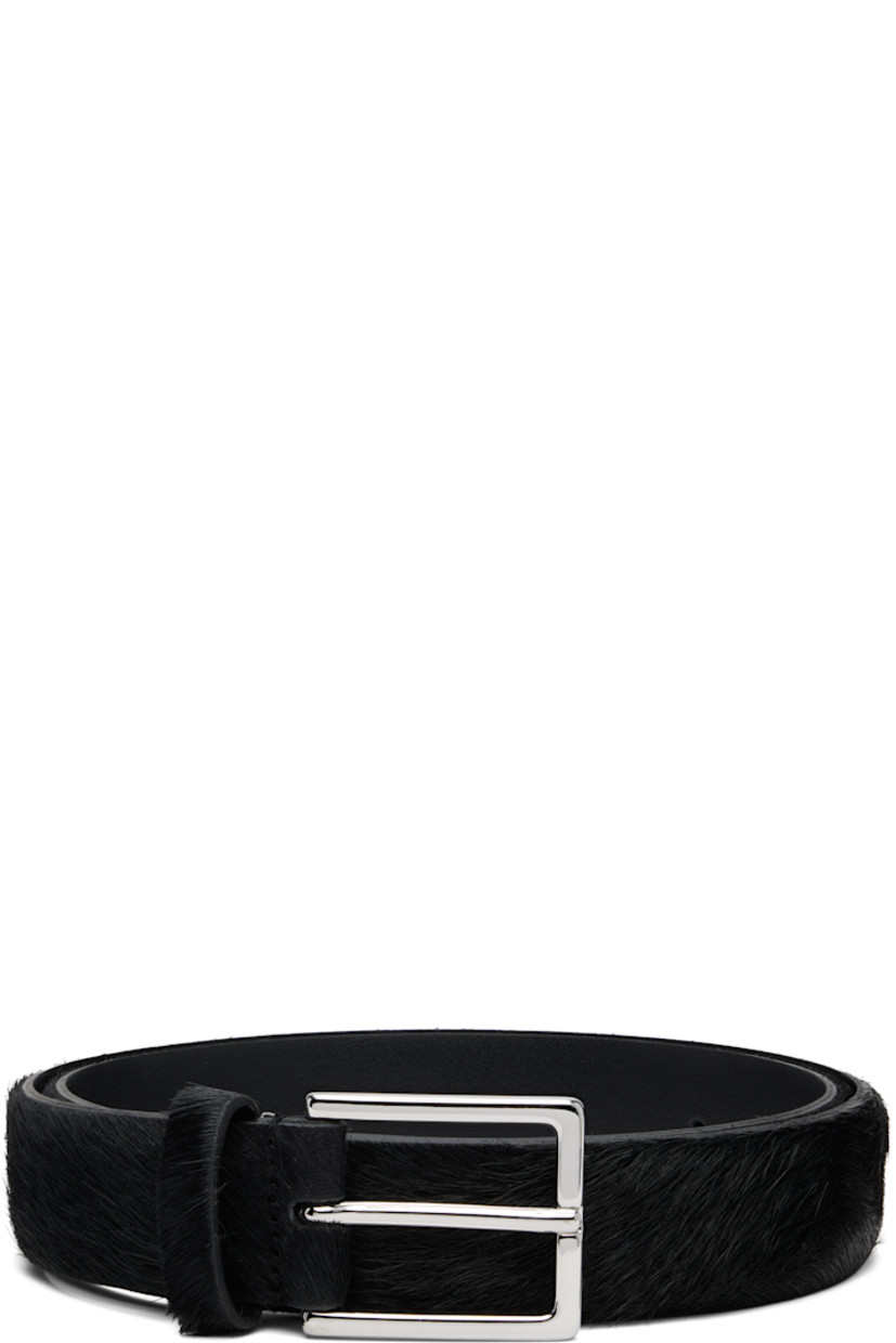 Handcrafted calf-hair belt. 

· Keeper loop 
· Pin-buckle fastening 
· Silver-tone hardware
· W1.25"

Supplier color: Black