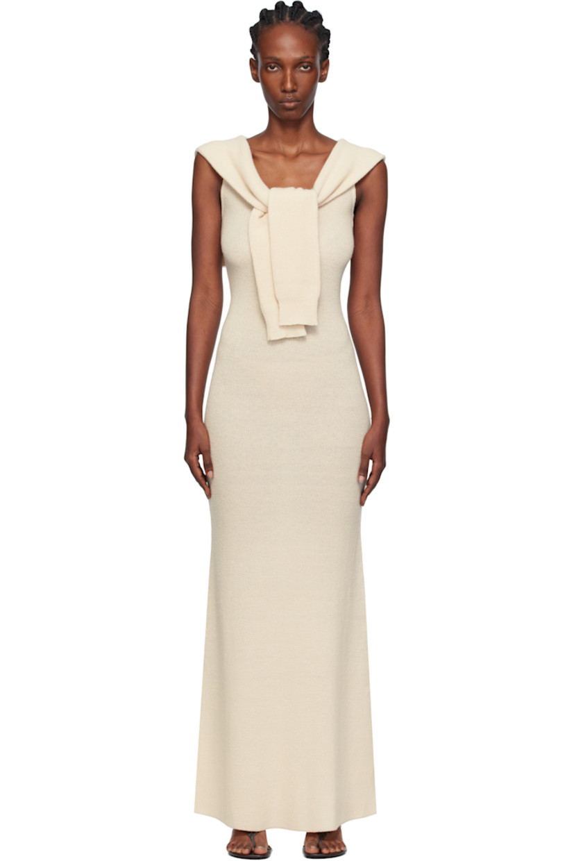 Knit wool-blend maxi dress

· Sweater-style overlay
· Scoop neck

Supplier color: Beige