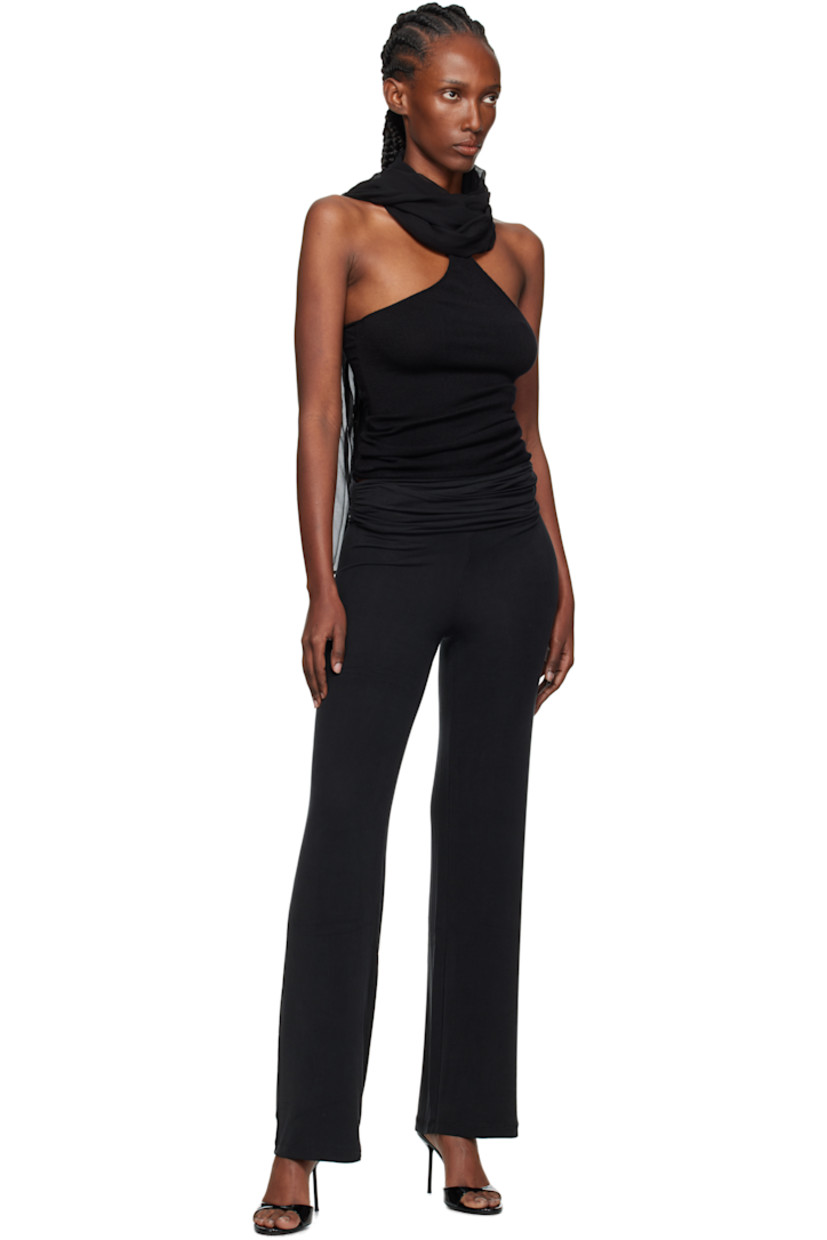 Stretch cupro ribbed jersey trousers. Ruching at foldover waistband.  

Supplier color: Midnight