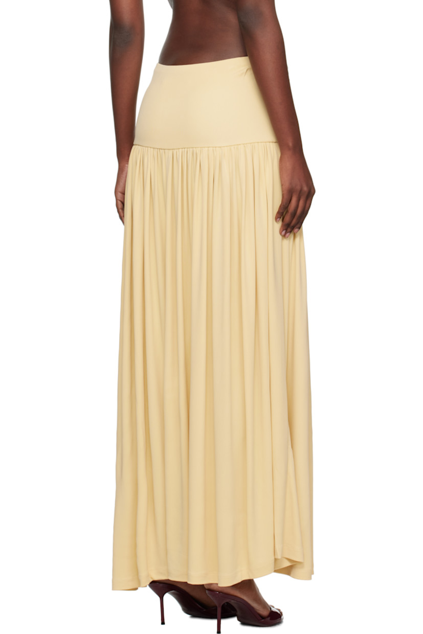 Stretch viscose crêpe jersey maxi skirt.

· Elasticized waistband 
· Gathering at dropped waist
· Partially lined

Supplier color: Buttercream