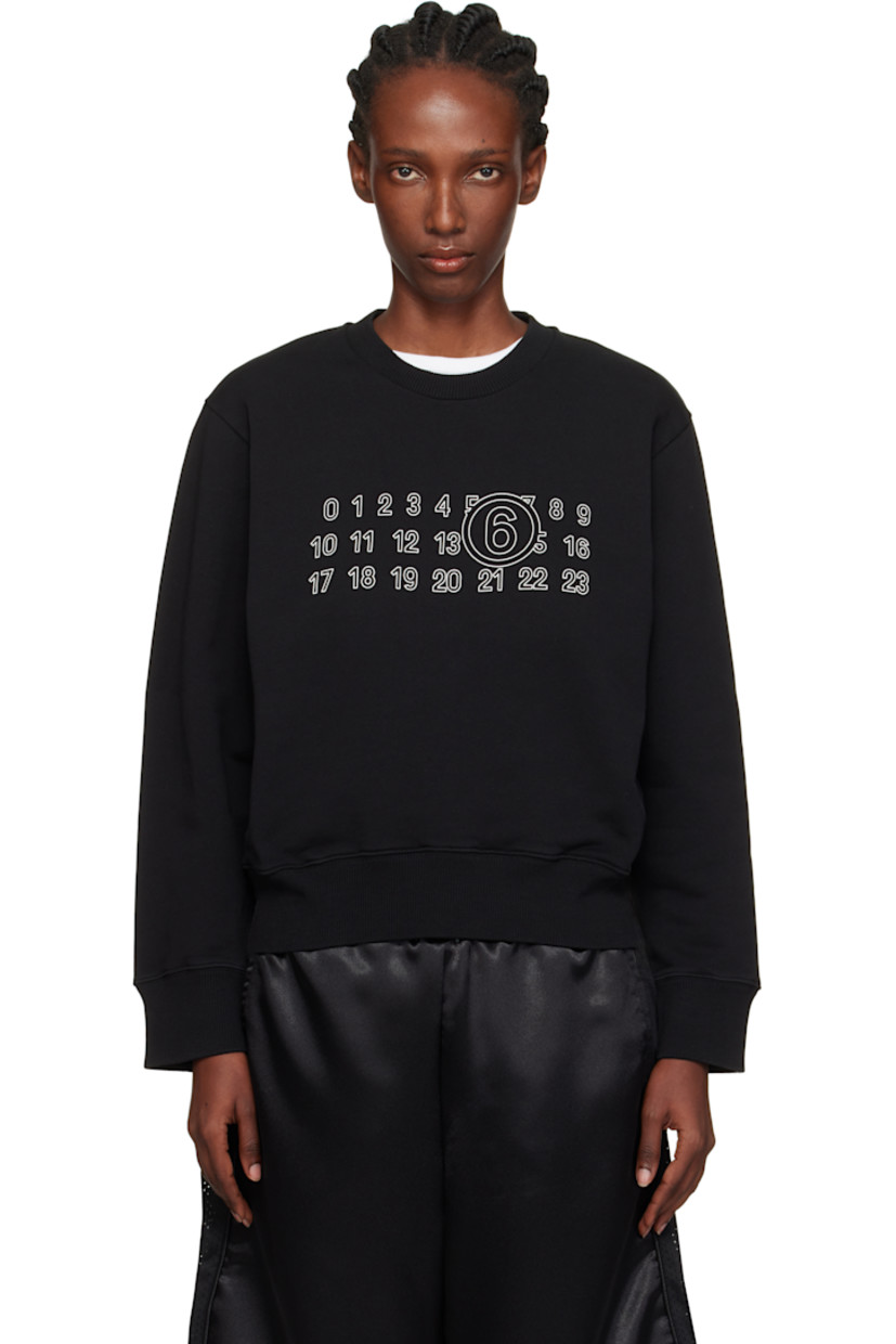 French terry sweatshirt. 

· Rib-knit crewneck, hem, and cuffs
· Logo printed at front 
· White stitching at back collar 

Supplier color: Black