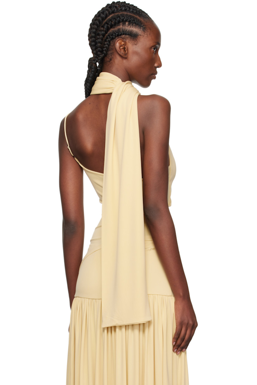 Stretch viscose crêpe jersey camisole.

· Wraparound scarf-style panel at neck
· Asymmetrical cowl neck 
· Asymmetrical hem 
· Adjustable spaghetti strap

Supplier color: Buttercream