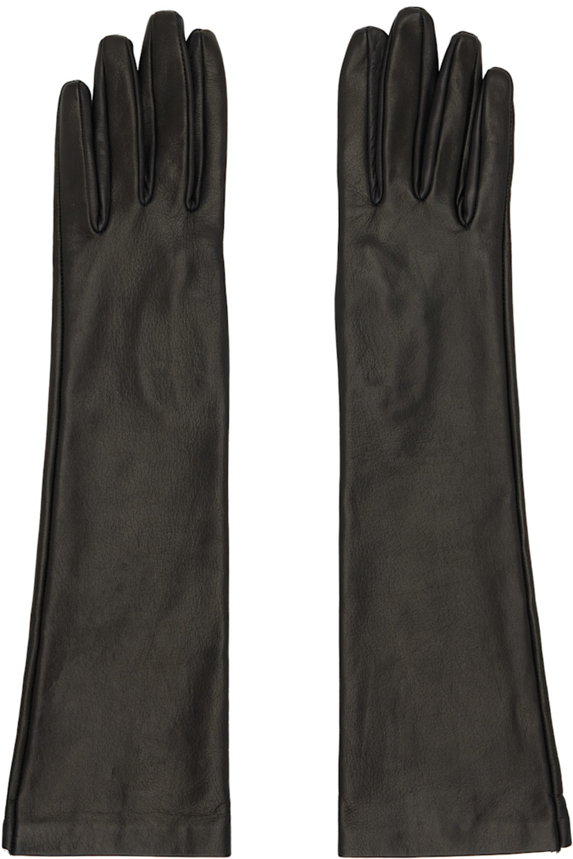 Pair of grained calfskin gloves. 

· Elbow-length
· Mesh lining

Supplier color: Black