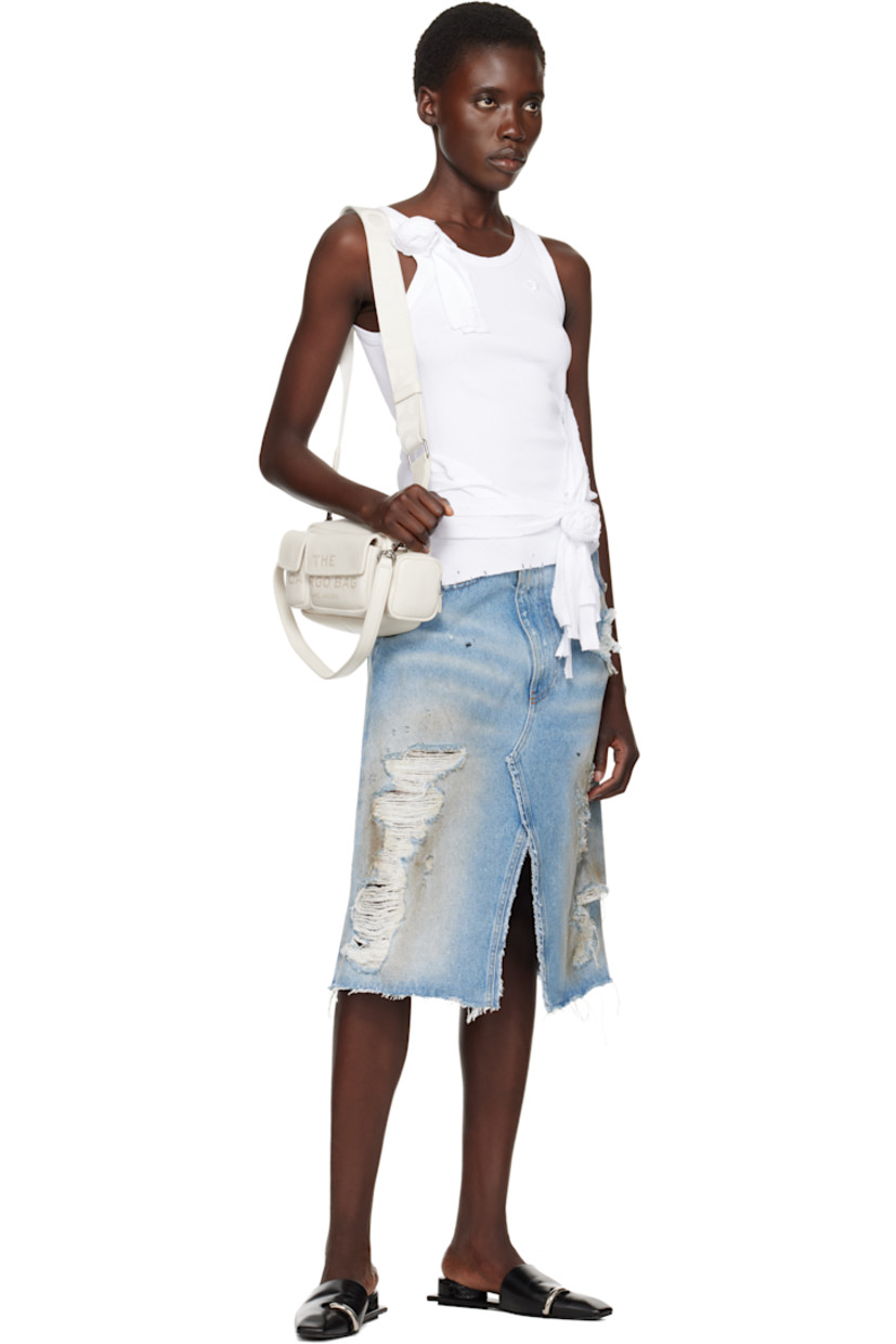 Pebble-grained leather shoulder bag in off-white.

· Detachable shoulder strap
· Adjustable and detachable logo-woven crossbody strap
· Text and logo embossed at face
· Flap pockets
· Zip pocket at sides
· Logo patch at back face
· Zip closure 
· Logo-engraved silver-tone hardware
· H5" x W9" x D3"

Supplier color: Cotton/Silver