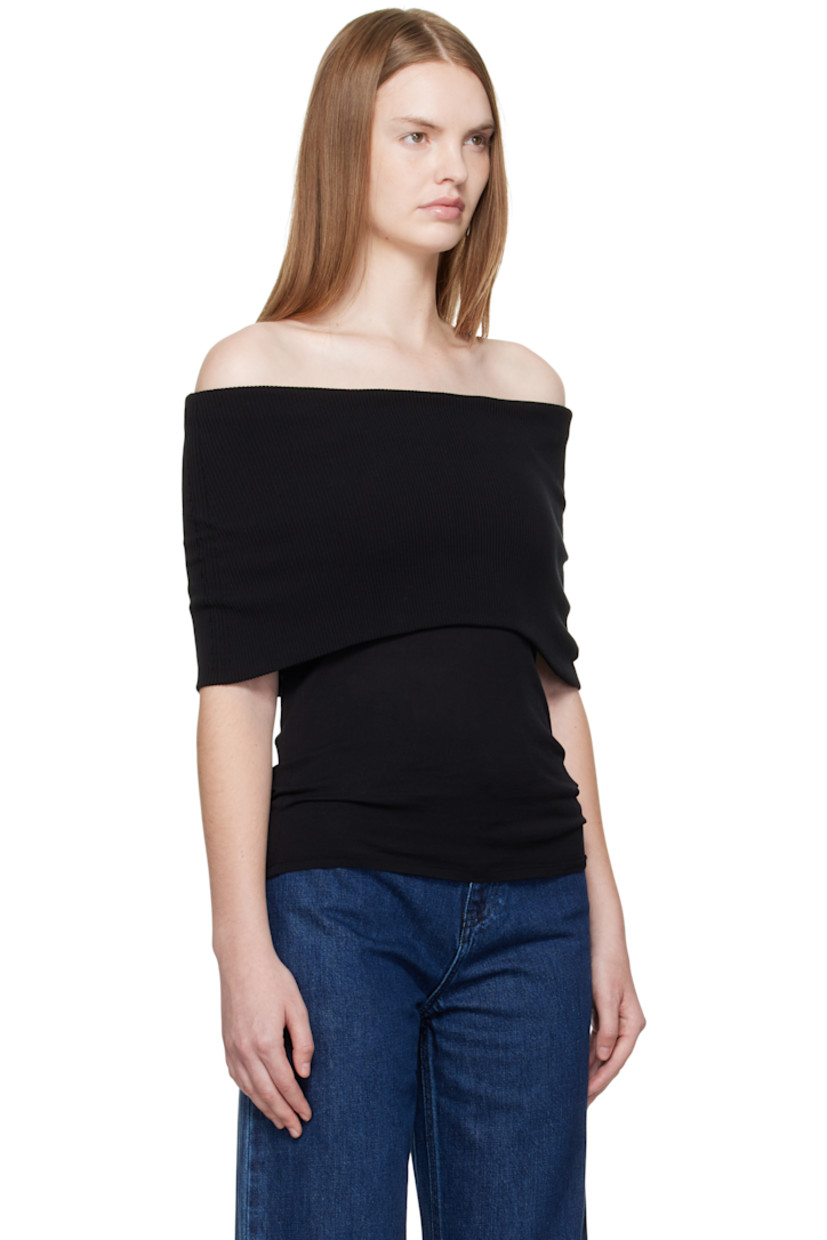 Rib-knit cotton top.

· Certified OEKO-TEX® Standard 100
· Off-the-shoulder construction
· Foldover neck

Supplier color: Black