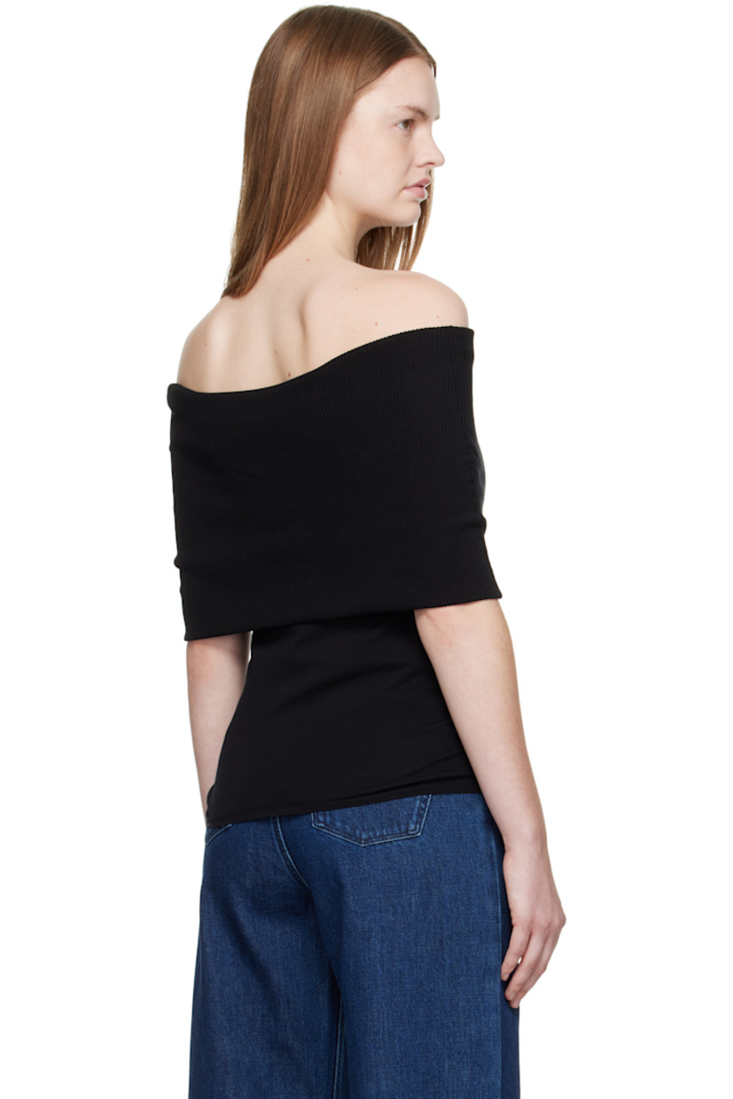 Rib-knit cotton top.

· Certified OEKO-TEX® Standard 100
· Off-the-shoulder construction
· Foldover neck

Supplier color: Black