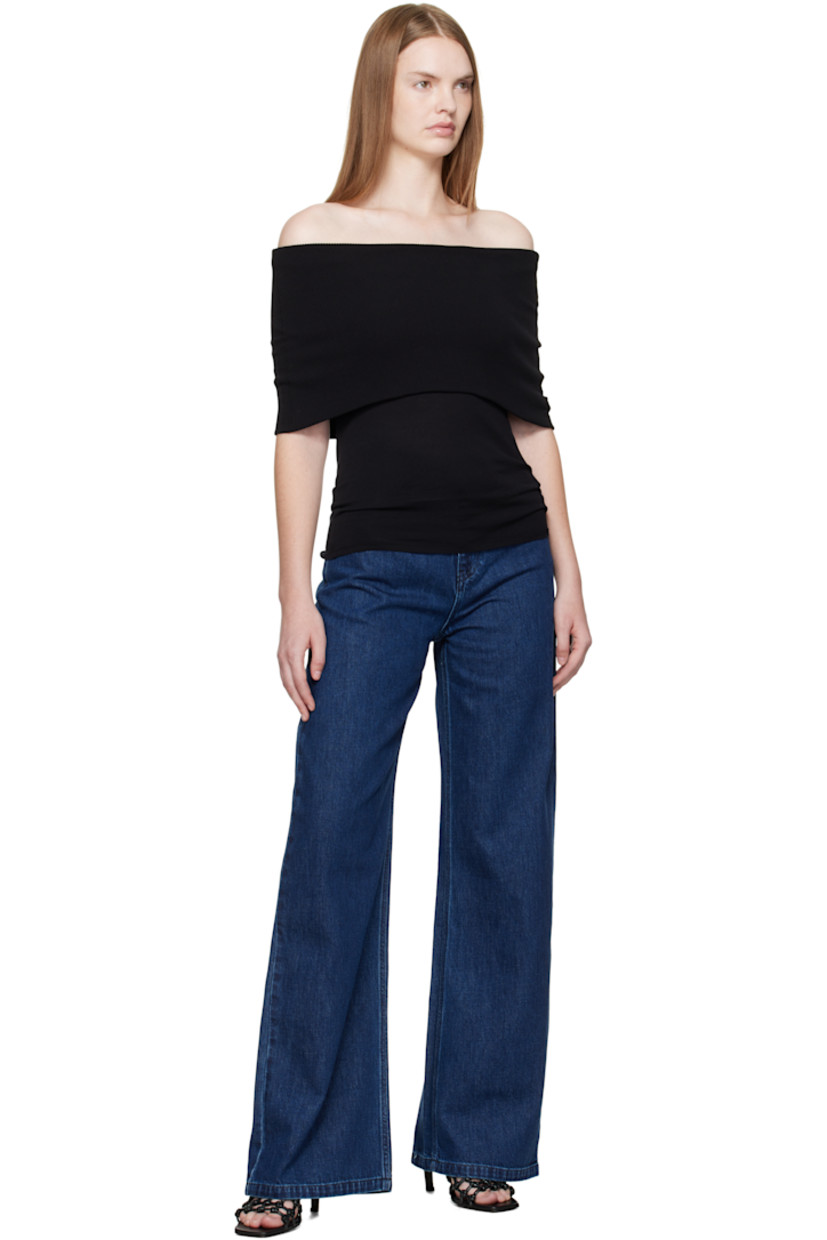 Rib-knit cotton top.

· Certified OEKO-TEX® Standard 100
· Off-the-shoulder construction
· Foldover neck

Supplier color: Black