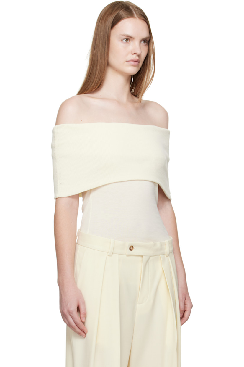 Rib-knit cotton top.

· Certified OEKO-TEX® Standard 100
· Off-the-shoulder construction
· Foldover neck

Supplier color: Off white