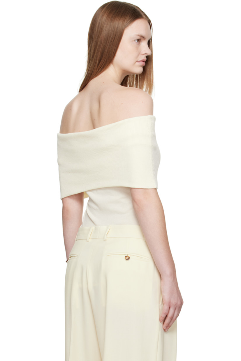 Rib-knit cotton top.

· Certified OEKO-TEX® Standard 100
· Off-the-shoulder construction
· Foldover neck

Supplier color: Off white