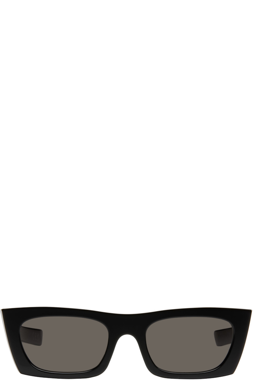 Rectangular acetate-frame sunglasses in black.

· Handcrafted
· Black lenses
· 100% UVA/UVB protection, category 3
· Integrated nose pads
· Inset logo hardware at temples
· Includes pouch
· Size: 53.21 145

Supplier color: Black