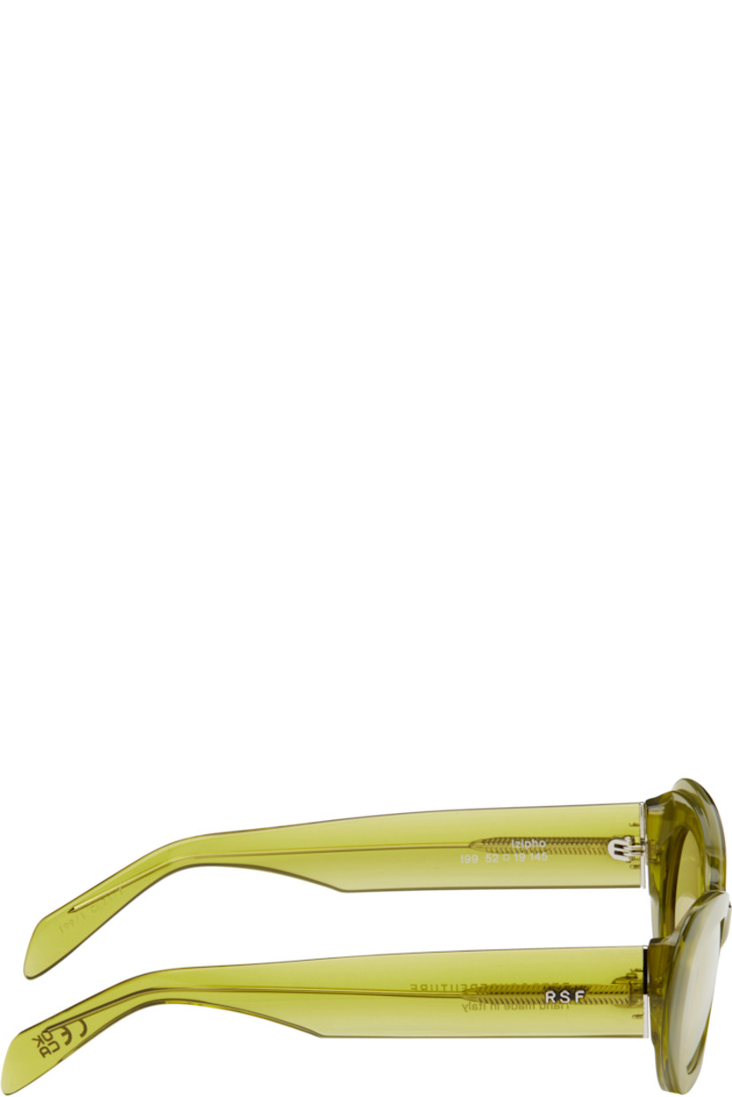 Oval semi-transparent acetate-frame sunglasses in yellow.

· Handcrafted
· Marbled pattern throughout
· Yellow lenses, category 1
· Integrated nose pads
· Logo hardware at temples
· Exposed core wires
· Includes pouch
· Size: 52.19 145

Supplier color: Mindless