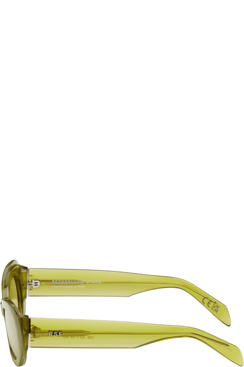 Oval semi-transparent acetate-frame sunglasses in yellow.

· Handcrafted
· Marbled pattern throughout
· Yellow lenses, category 1
· Integrated nose pads
· Logo hardware at temples
· Exposed core wires
· Includes pouch
· Size: 52.19 145

Supplier color: Mindless