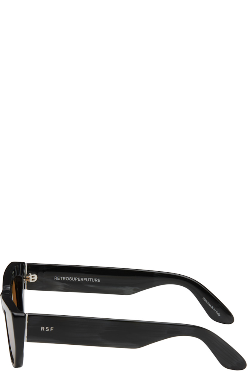 Square striated acetate-frame sunglasses in tones of gray. 

· Handcrafted 
· Brown Carl Zeiss lenses
· Integrated nose pads
· Inset logo hardware at temples
· Core wires
· Silver-tone hardware
· Includes pouch
· Size: 52.21 145

Supplier color: Black cat