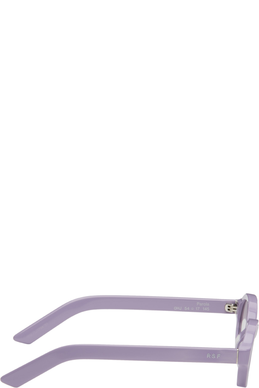 Oval acetate-frame sunglasses in purple.

· Handcrafted
· Silver lenses, category 1
· Integrated nose pads
· Inset logo hardware at temples
· Includes pouch
· Size: 54.17 145

Supplier color: Caramella