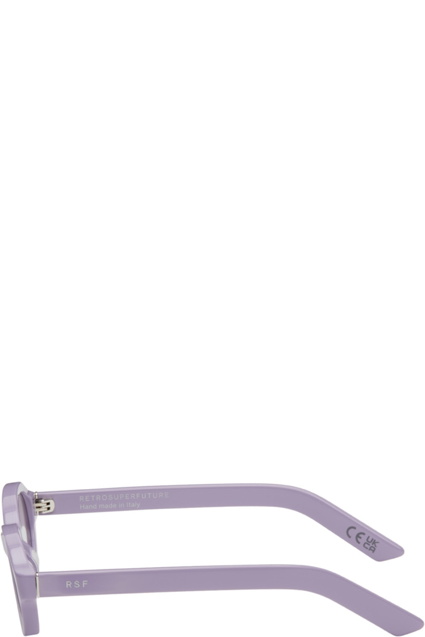 Oval acetate-frame sunglasses in purple.

· Handcrafted
· Silver lenses, category 1
· Integrated nose pads
· Inset logo hardware at temples
· Includes pouch
· Size: 54.17 145

Supplier color: Caramella