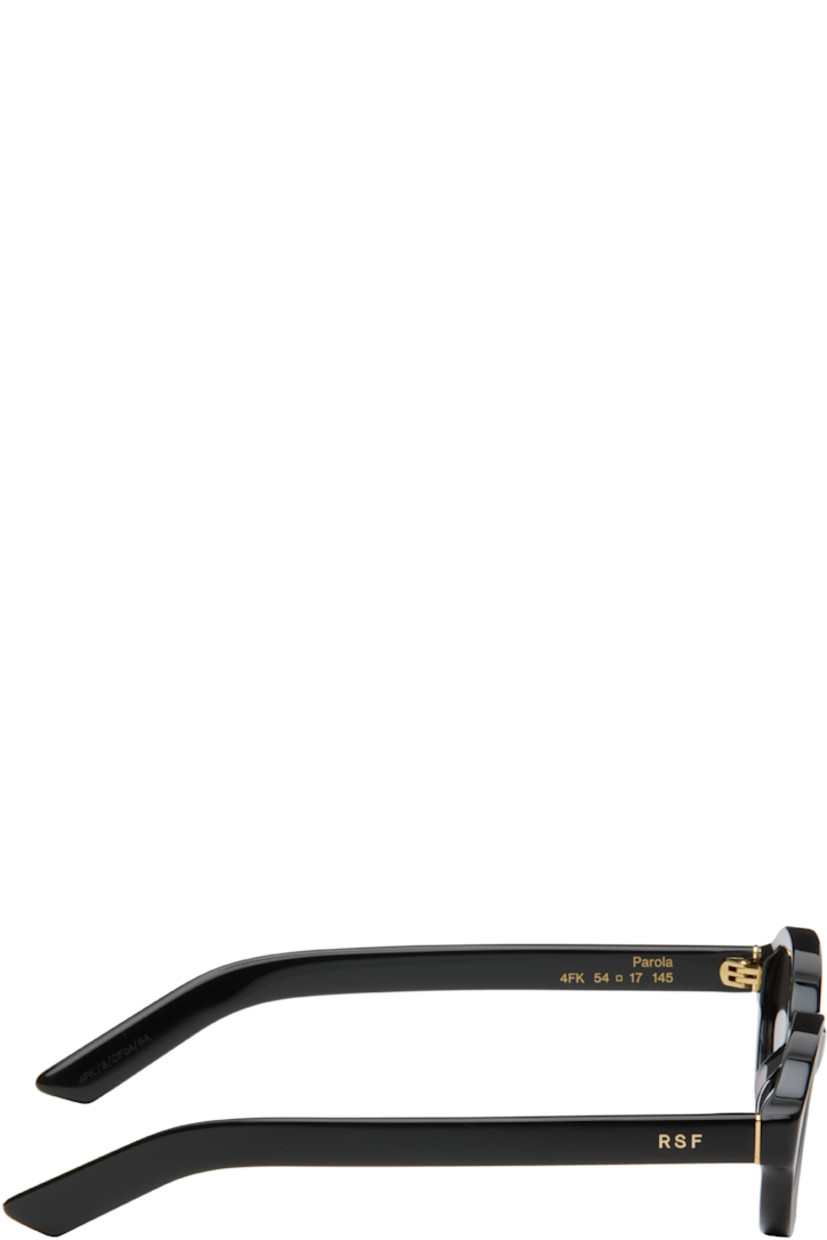 Oval acetate-frame sunglasses in black.

· Handcrafted
· Black lenses
· 100% UVA/UVB protection, category 3
· Integrated nose pads
· Inset logo hardware at temples
· Includes pouch
· Size: 54.17 145

Supplier color: Black