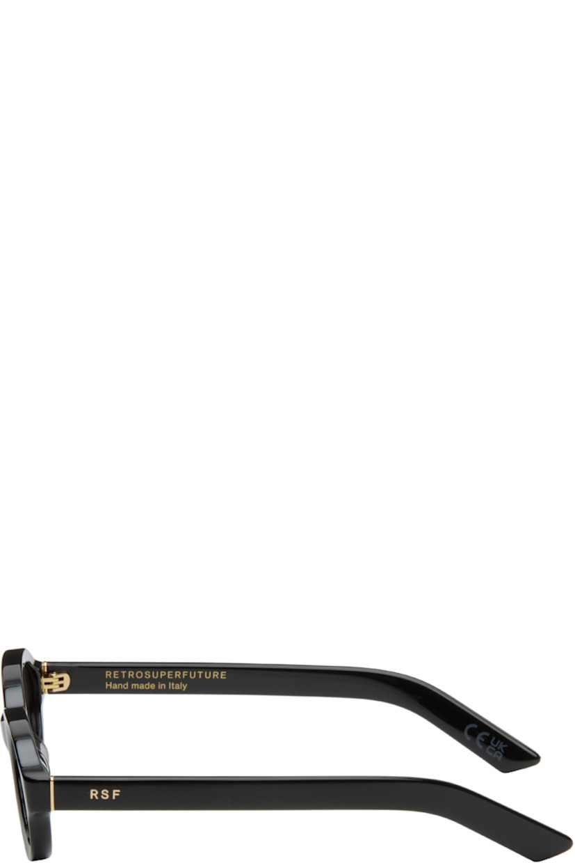 Oval acetate-frame sunglasses in black.

· Handcrafted
· Black lenses
· 100% UVA/UVB protection, category 3
· Integrated nose pads
· Inset logo hardware at temples
· Includes pouch
· Size: 54.17 145

Supplier color: Black