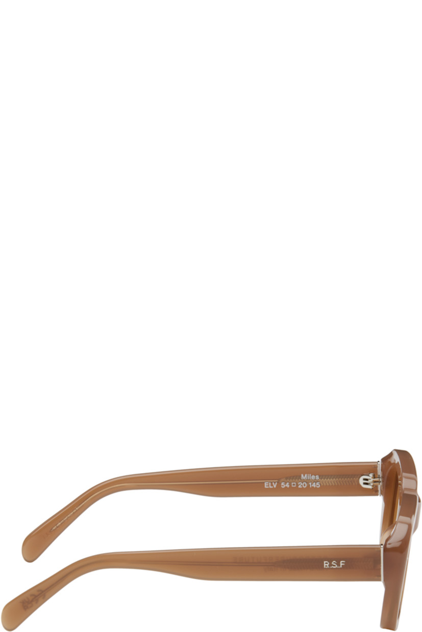 Rectangular semi-transparent acetate-frame sunglasses in brown.

· Handcrafted
· Brown lenses, category 2
· Integrated nose pads
· Rivets and inset logo hardware at temples
· Exposed core wires
· Includes pouch
· Size: 54.20 145

Supplier color: Cola