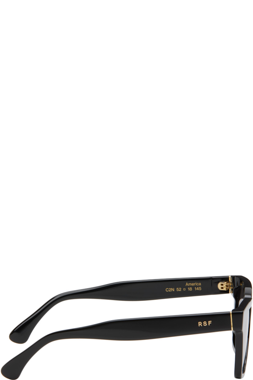 Handcrafted square acetate-frame sunglasses in black.

· Gray lenses
· Integrated nose pads
· Inset logo hardware at temples
· Gold-tone hardware
· Includes pouch
· Size: 52.18 145

Supplier color: Black