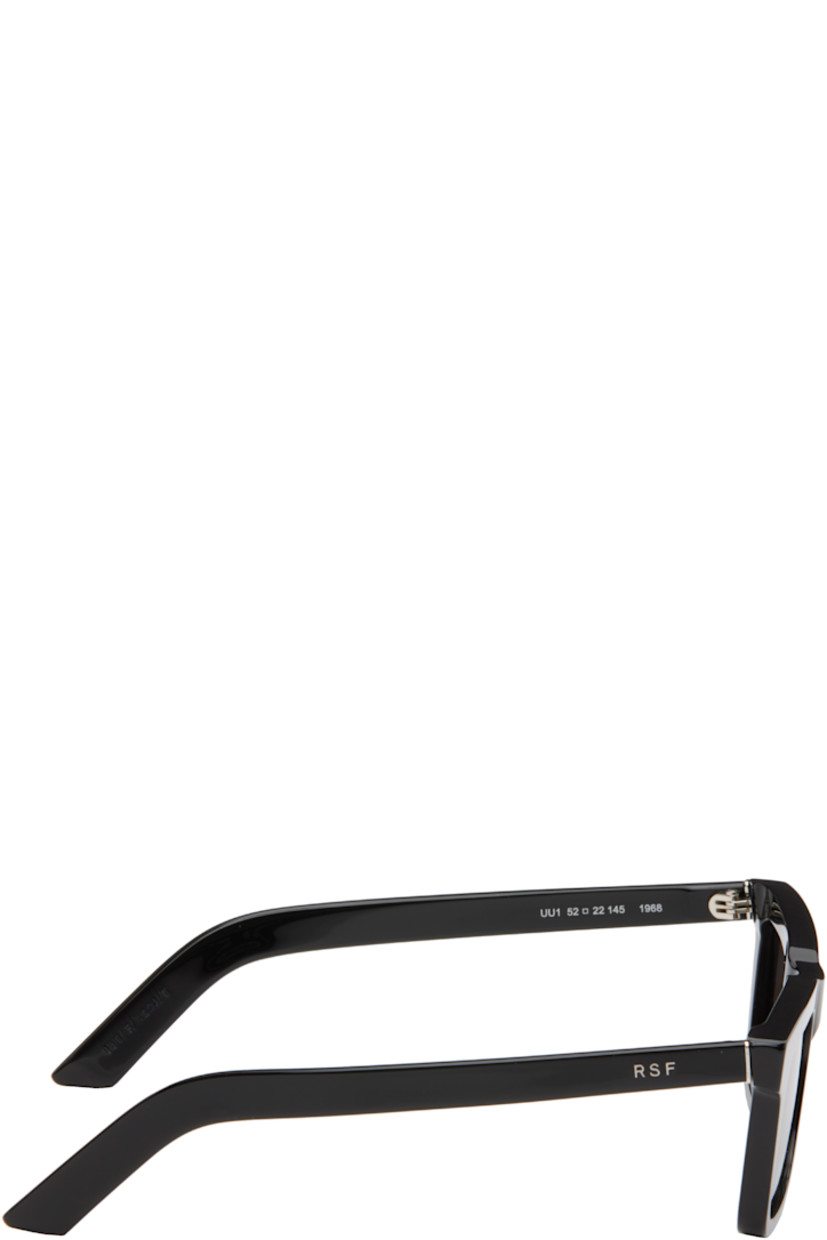 Handcrafted square acetate-frame sunglasses in black.

· Gray lenses
· Integrated nose pads
· Inset logo hardware at temples
· Silver-tone hardware
· Includes pouch
· Size: 52.22 145

Supplier color: Black