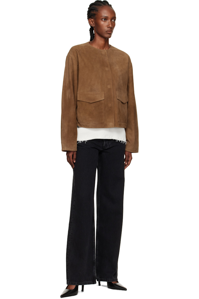 LWG-certified lambskin suede jacket. 

· Crewneck
· Concealed magnetic closure
· Flap pockets at waist
· Full TENCEL™ lyocell twill lining 

Supplier color: Toffee