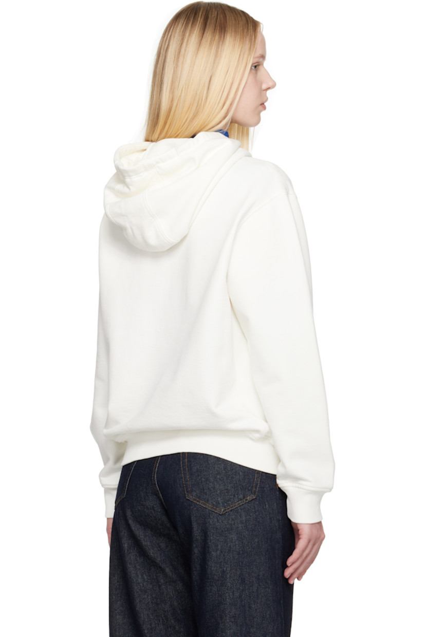 Organic cotton French terry hoodie.

· Drawstring at hood
· Logo graphic embroidered at chest
· Kangaroo pocket
· Rib-knit hem, side seams, and cuffs
· Dropped shoulders

Supplier color: White